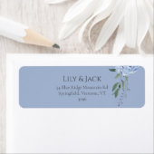 Étiquette Chic Dusty Blue Hydrangea Floral Adresse de retour (En situation)