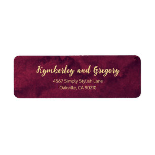 Étiquette Chic Élégant Burgundy Foncé Aquarelle Accent Doré