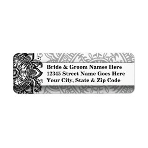 Étiquette Chic Elegant noir et blanc dentelle Vintage Damask