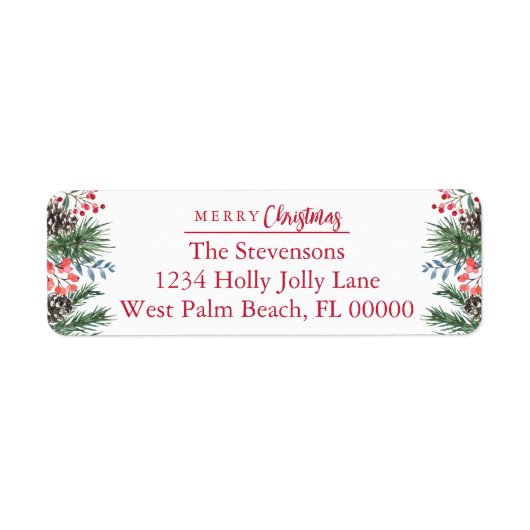 Étiquette Chic Festive Holly Berries Joyeux Noël Retour (Devant)