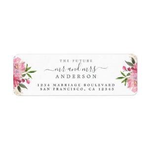 Étiquette Chic Floral Future M. Mme Mariage Retour Adresse