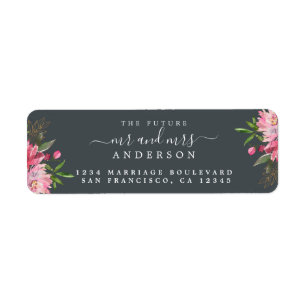 Étiquette Chic Floral Future M. Mme Mariage Retour Adresse