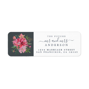 Étiquette Chic Floral M. Mme Monogram Mariage Adresse de ret