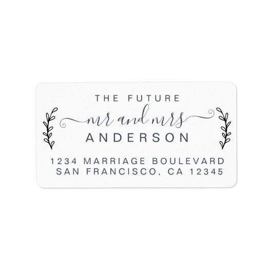 Étiquette Chic Foliage Future M. Mme Mariage Retour Adresse (Devant)
