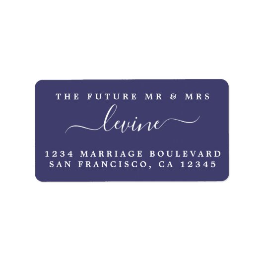 Étiquette Chic Future M. Mme Blue Mariage Retour Adresse (Devant)