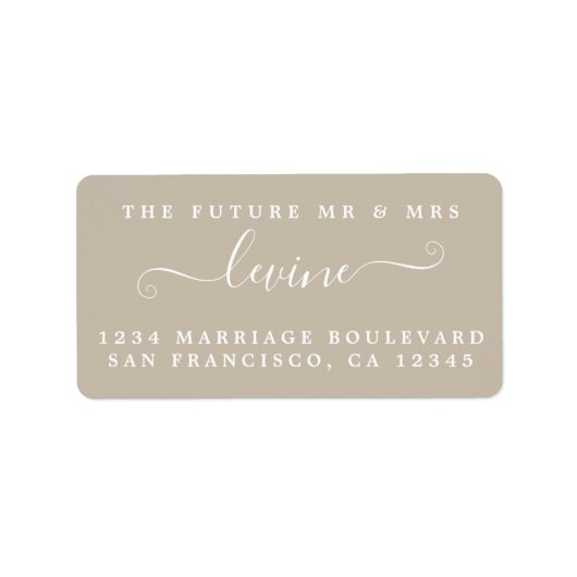 Étiquette Chic Future M. Mme Gray Mariage Retour Adresse (Devant)
