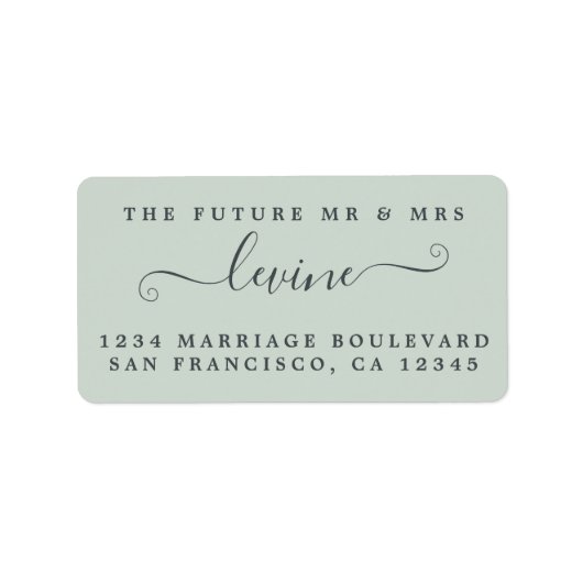 Étiquette Chic Future M. Mme Green Mariage Retour Adresse (Devant)