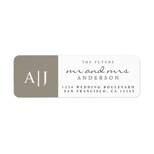 Étiquette Chic Future M. Mme Monogram Mariage Retour Adresse (Devant)