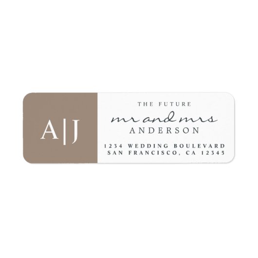 Étiquette Chic Future M. Mme Monogram Mariage Retour Adresse (Devant)