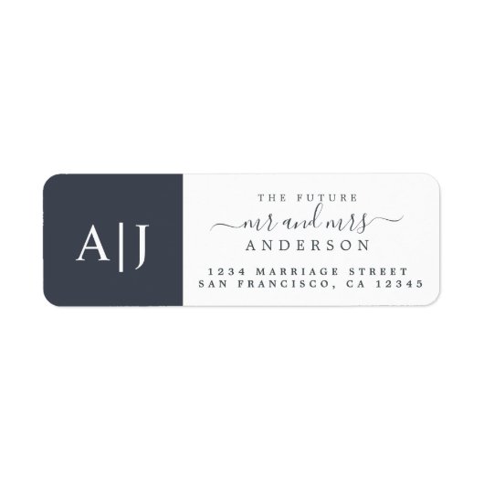 Étiquette Chic Future M. Mme Monogram Mariage Retour Adresse (Devant)