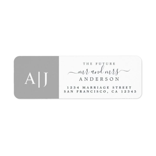 Étiquette Chic Future M. Mme Monogram Mariage Retour Adresse (Devant)