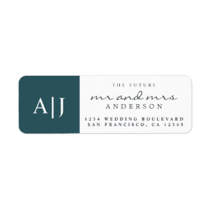 Étiquette Chic Future M. Mme Monogram Mariage Retour Adresse