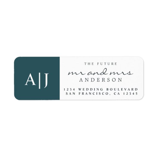 Étiquette Chic Future M. Mme Monogram Mariage Retour Adresse (Devant)