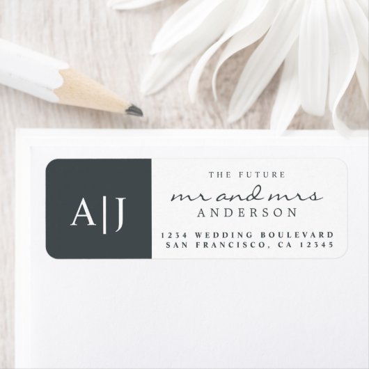 Étiquette Chic Future M. Mme Monogram Mariage Retour Adresse (En situation)