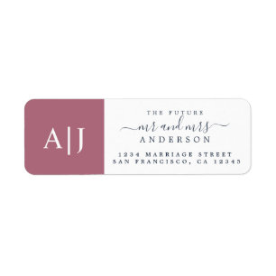 Étiquette Chic Future M. Mme Monogram Mariage Retour Adresse