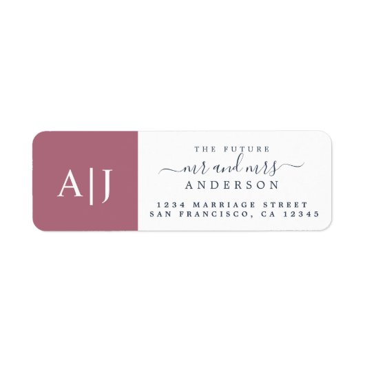 Étiquette Chic Future M. Mme Monogram Mariage Retour Adresse (Devant)