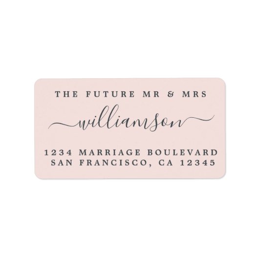 Étiquette Chic Future M. Mme Pink Mariage Retour Adresse (Devant)