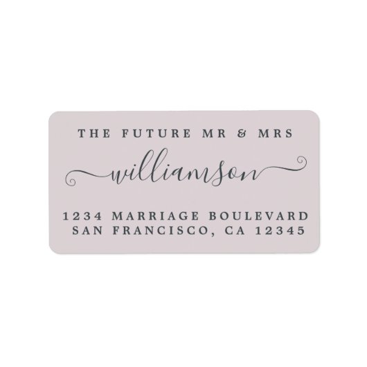 Étiquette Chic Future M. Mme Purple Mariage Retour Adresse (Devant)