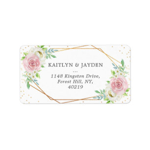 Étiquette Chic Géométrique Mariage floral à huile d'or