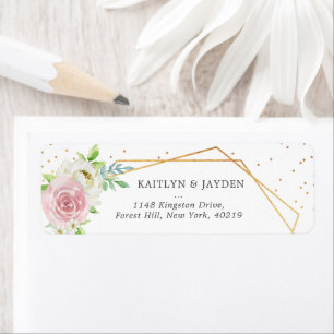 Étiquette Chic Géométrique Mariage floral à huile d'or