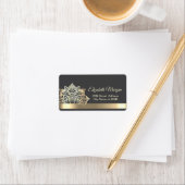 Étiquette Chic Gold Lotus Flower Gray (En situation)