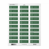 Étiquette Chic Hunter Monogramme vert Adresse de retour Étiq (Feuille entière)
