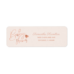 Étiquette Chic Lettre Rose Gold Feuille Blush Baby Shower