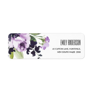 ÉTIQUETTE CHIC LILAC PURPLE ROSE PEONY FLORAL BUNCH ADRESSE