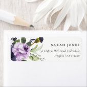 ÉTIQUETTE CHIC LILAC PURPLE ROSE PEONY FLORAL BUNCH ADRESSE (En situation)