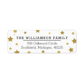 Étiquette Chic Magic Gold & Black Stars & Polka Dot (Devant)