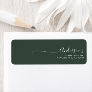 Étiquette Chic minimaliste vert foncé Mariage de script tend