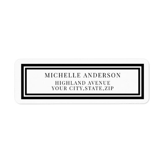 Étiquette Chic Modern Black Double Boarder Return Address (Devant)