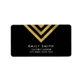 Étiquette Chic moderne Black et Faux Gold Adresse géométriqu (Devant)