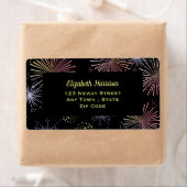 Étiquette Chic moderne coloré Feu d'artifice noir Anniversai (En situation)