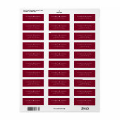 Étiquette Chic Monogram Burgundy Mariage Adresse de retour (Feuille entière)