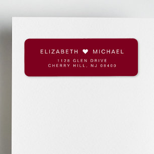 Étiquette Chic Monogram Burgundy Mariage Adresse de retour