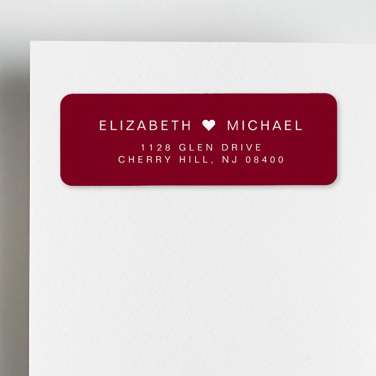 Étiquette Chic Monogram Burgundy Mariage Adresse de retour