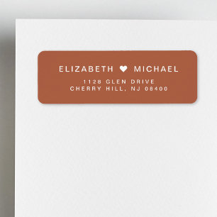 Étiquette Chic Monogram Terracotta Mariage Adresse de retour