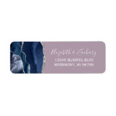 Étiquette Chic Navy Blue Silver Mauve Wedding Return Address (Devant)
