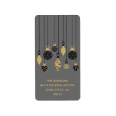 Étiquette Chic Noël Ornements Adresse de vacances (Devant)