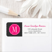 Étiquette Chic noir Pois Hot rose Personnalisé (En situation)