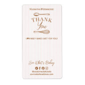 Étiquette Chic Pink Stripe Whisk Spoon Thank You Bakery Seal (Devant)
