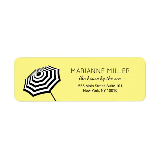 Étiquette Chic Plage rayé Parapluie Logo Jaune (Devant)