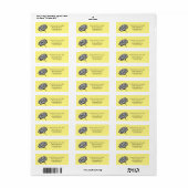 Étiquette Chic Plage rayé Parapluie Logo Jaune (Feuille entière)