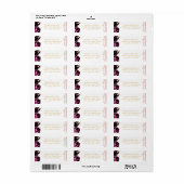 Étiquette Chic Purple Floral & Gold Mariage Adresse de retou (Feuille entière)