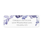 Étiquette Chic Purple Floral Winter Wedding Adresse de retou (Devant)