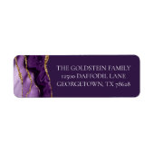Étiquette Chic Purple Gold Parties scintillant Agate Adresse (Devant)