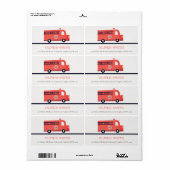 Étiquette Chic Red Navy Fire Truck Engine Anniversaire Adres (Feuille entière)
