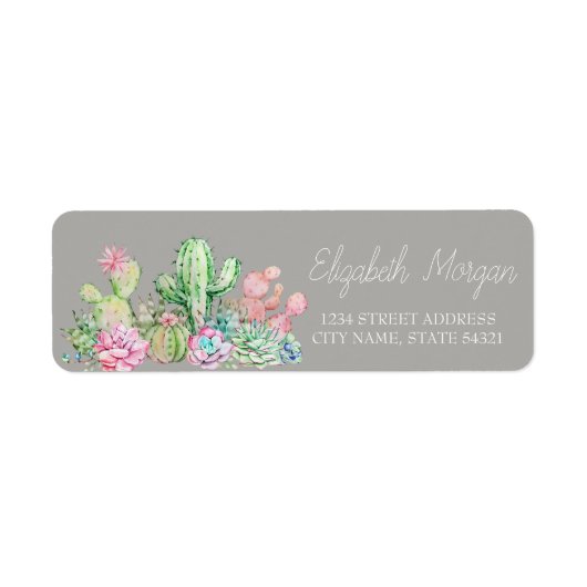 Étiquette Chic romantique Cactus Succulent (Devant)