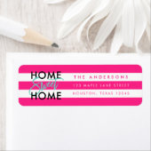 Étiquette Chic rose et blanc rayures Black Home Sweet Home (En situation)